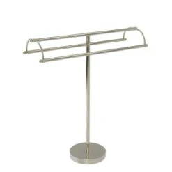 Allied Brass Free Standing Double Arm Towel Holder In Polished Nickel