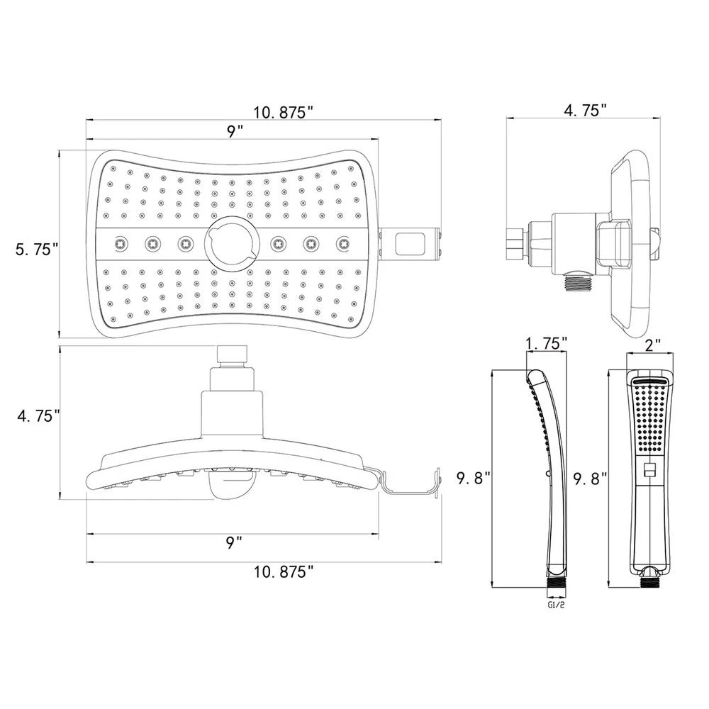 4-spray 9 In. Dual Shower Head And Handheld Shower Head In Chrome 11 4-spray 9 In. Dual Shower Head And Handheld Shower Head In Chrome - Image 9