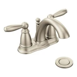 Moen Brantford Brushed Nickel 2-handle 4-in Centerset WaterSense Bathroom Sink Faucet With Drain -Master Locks Shop 026508160992xl 1800x1800