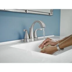 Moen Oxby Spot Resist Brushed Nickel 2-handle 4-in Centerset WaterSense Bathroom Sink Faucet With Drain -Master Locks Shop 026508262924 05103535 1800x1800