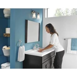 Moen Oxby Spot Resist Brushed Nickel 2-handle 4-in Centerset WaterSense Bathroom Sink Faucet With Drain -Master Locks Shop 026508262924 05103536 1800x1800