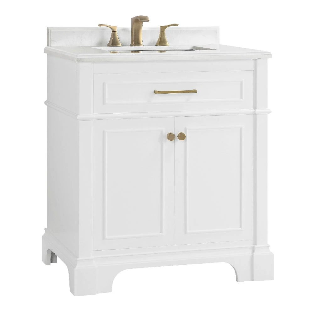 Melpark 48 In. W X 22 In. D Bath Vanity In White With Cultured Marble Vanity Top In White With White Sink 12 Melpark 48 In. W X 22 In. D Bath Vanity In White With Cultured Marble Vanity Top In White With White Sink - Image 10