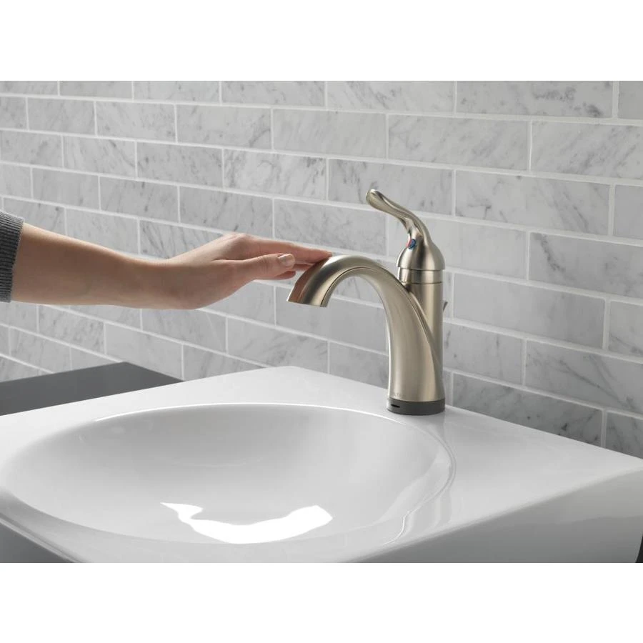 Delta Lahara Touch2Oxt Stainless 1-handle Single Hole/4-in Centerset WaterSense Bathroom Sink Faucet With Drain 8 Delta Lahara Touch2Oxt Stainless 1-handle Single Hole/4-in Centerset WaterSense Bathroom Sink Faucet With Drain - Image 6
