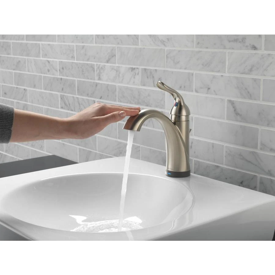 Delta Lahara Touch2Oxt Stainless 1-handle Single Hole/4-in Centerset WaterSense Bathroom Sink Faucet With Drain 3 Delta Lahara Touch2Oxt Stainless 1-handle Single Hole/4-in Centerset WaterSense Bathroom Sink Faucet With Drain