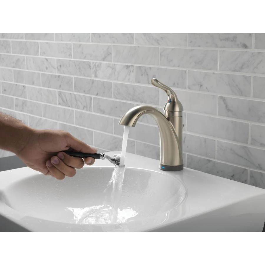 Delta Lahara Touch2Oxt Stainless 1-handle Single Hole/4-in Centerset WaterSense Bathroom Sink Faucet With Drain 11 Delta Lahara Touch2Oxt Stainless 1-handle Single Hole/4-in Centerset WaterSense Bathroom Sink Faucet With Drain - Image 9