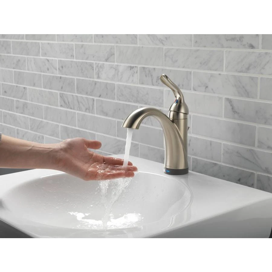 Delta Lahara Touch2Oxt Stainless 1-handle Single Hole/4-in Centerset WaterSense Bathroom Sink Faucet With Drain 12 Delta Lahara Touch2Oxt Stainless 1-handle Single Hole/4-in Centerset WaterSense Bathroom Sink Faucet With Drain - Image 10