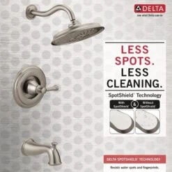 Delta Valdosta With H2Okinetic Technology Spotshield Brushed Nickel 1-Handle Bathtub And Shower Faucet With Valve -Master Locks Shop 034449826136 05466328 1800x1800