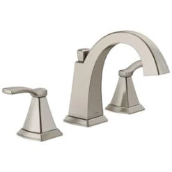 Delta Flynn Brushed Nickel 2-Handle Widespread WaterSense Bathroom Sink Faucet With Drain