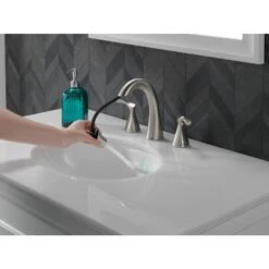 Delta Sandover Spotshield Brushed Nickel 2-handle Widespread WaterSense Bathroom Sink Faucet With Drain -Master Locks Shop 034449928960 11982628 1800x1800
