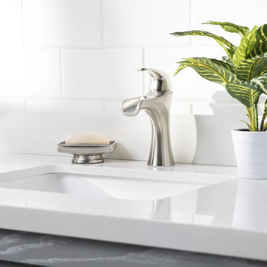 Pfister Jaida Brushed Nickel 1-handle Single Hole/4-in Centerset WaterSense Bathroom Sink Faucet With Drain 4 Pfister Jaida Brushed Nickel 1-handle Single Hole/4-in Centerset WaterSense Bathroom Sink Faucet With Drain - Image 2