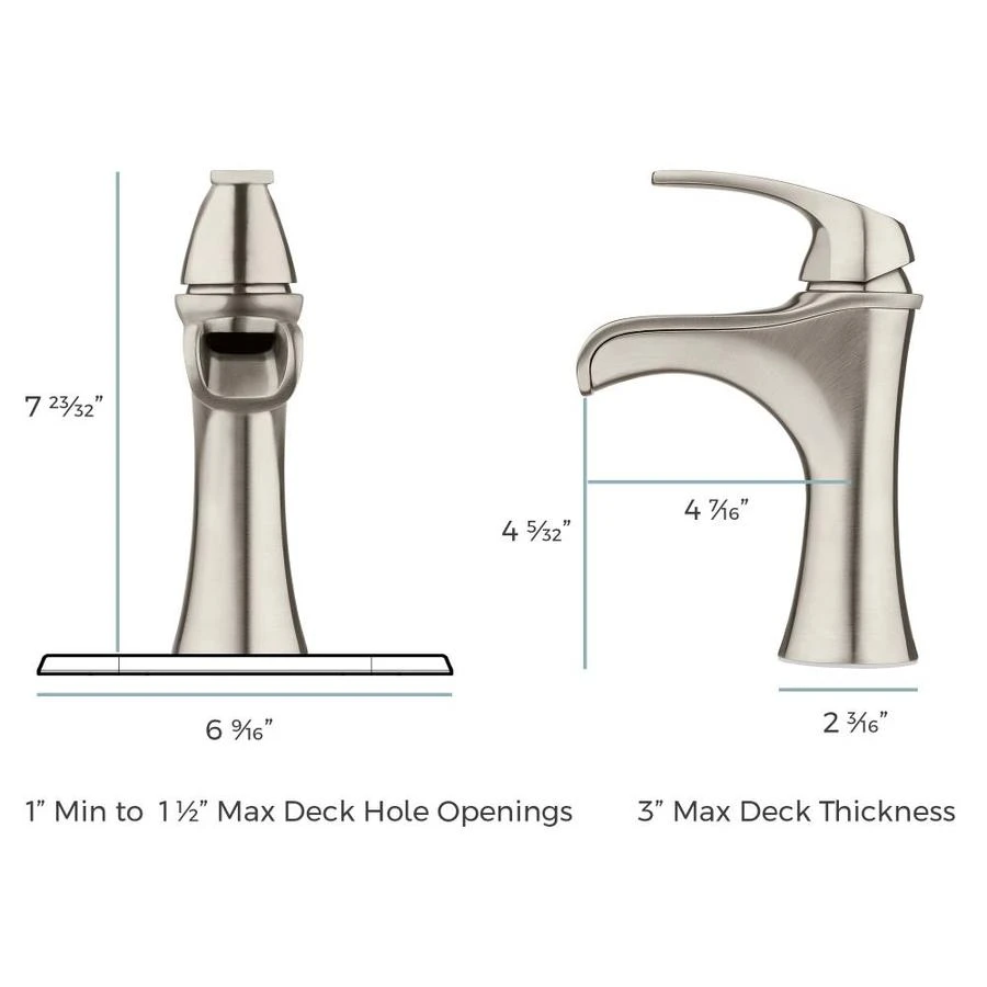 Pfister Jaida Brushed Nickel 1-handle Single Hole/4-in Centerset WaterSense Bathroom Sink Faucet With Drain 5 Pfister Jaida Brushed Nickel 1-handle Single Hole/4-in Centerset WaterSense Bathroom Sink Faucet With Drain - Image 3