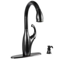 Contemporary Single-Handle Pull-Down Sprayer Kitchen Faucet With Soap Dispenser In Mediterranean Bronze -Master Locks Shop 08389138d46688e906d26a716640d896 1800x1800