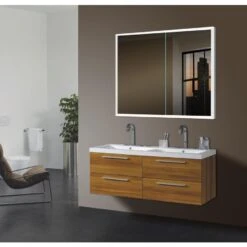 Lighted IMPRESSIONS Kona 23.625-in X 27.625-in Rectangle Recessed Mirrored Medicine Cabinet With Outlet And Lights