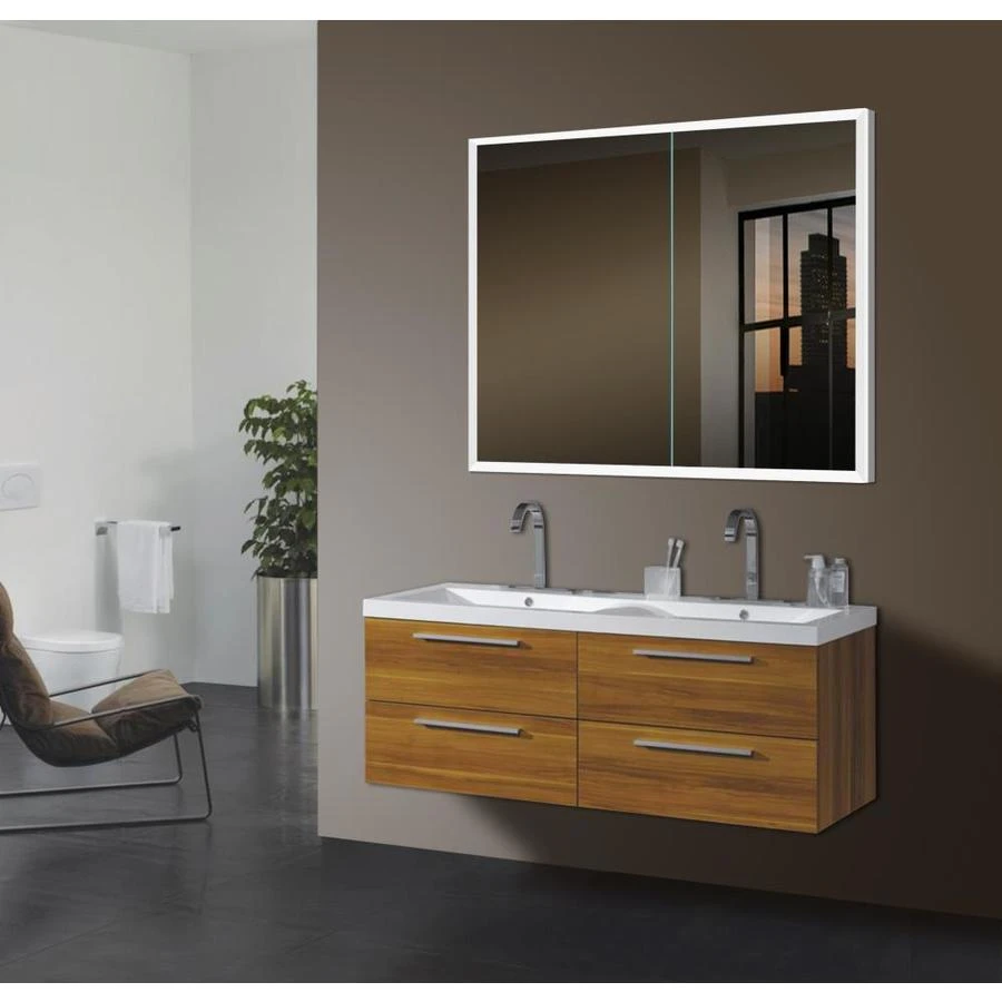 Lighted IMPRESSIONS Kona 23.625-in X 27.625-in Rectangle Recessed Mirrored Medicine Cabinet With Outlet And Lights 3 Lighted IMPRESSIONS Kona 23.625-in X 27.625-in Rectangle Recessed Mirrored Medicine Cabinet With Outlet And Lights