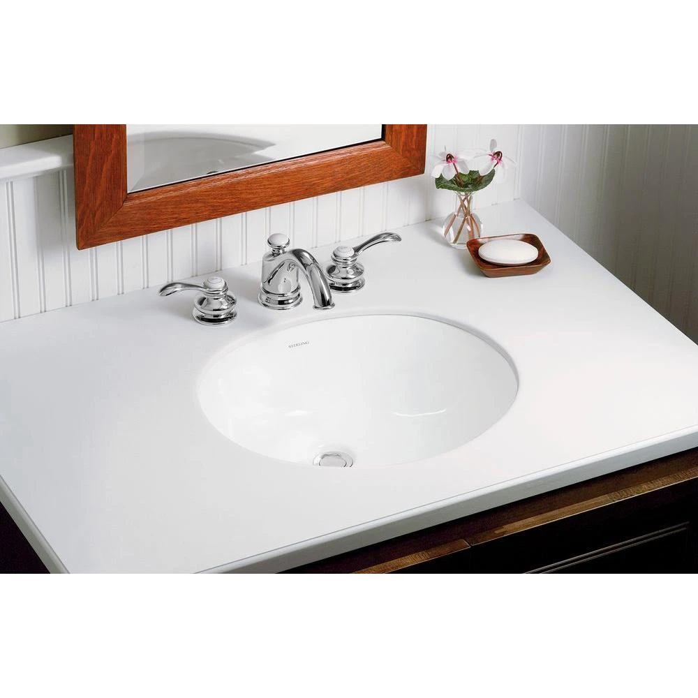 STERLING Wescott Under-Mounted Vitreous China Bathroom Sink In White With Overflow Drain 4 STERLING Wescott Under-Mounted Vitreous China Bathroom Sink In White With Overflow Drain - Image 2