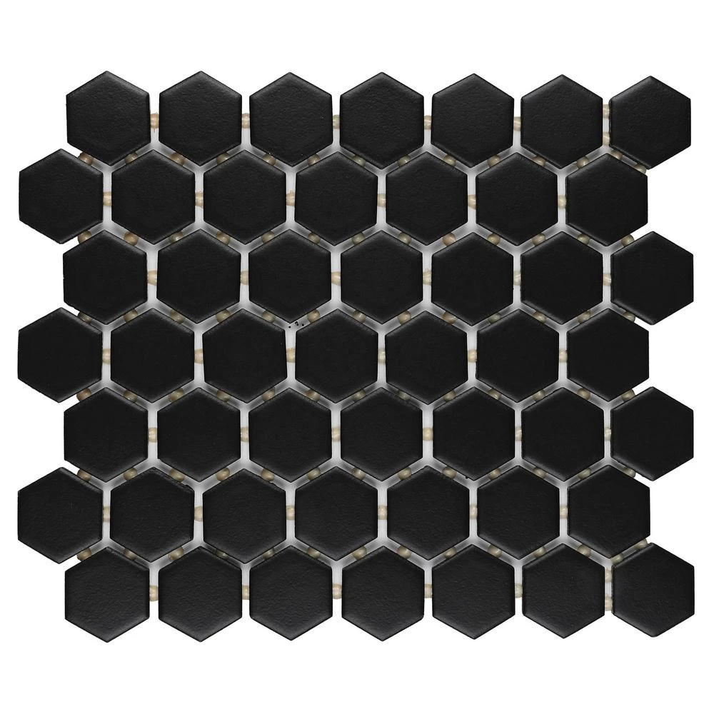 Daltile Restore Matte Black Hexagon 10 In. X 12 In. X 6.35 Mm Glazed Ceramic Mosaic Tile (0.81 Sq. Ft./piece) 3 Daltile Restore Matte Black Hexagon 10 In. X 12 In. X 6.35 Mm Glazed Ceramic Mosaic Tile (0.81 Sq. Ft./piece)