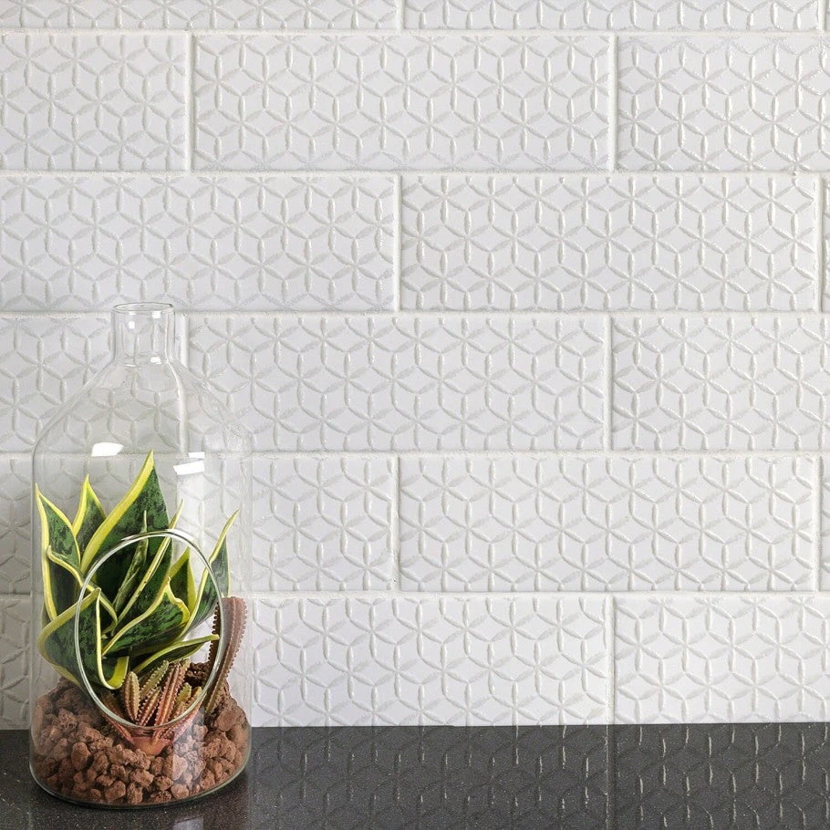 Bond Tile Wembley Snowflake 3 In. X 9 In. Matte Ceramic Subway Wall Tile (30 Pieces 5.16 Sq. Ft. / Box) 4 Bond Tile Wembley Snowflake 3 In. X 9 In. Matte Ceramic Subway Wall Tile (30 Pieces 5.16 Sq. Ft. / Box) - Image 2