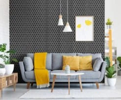 Black Matte 2 In. Hexagon Porcelain Mosaic -Master Locks Shop 100782390 vendor0420 tile wall living room 1800x1800