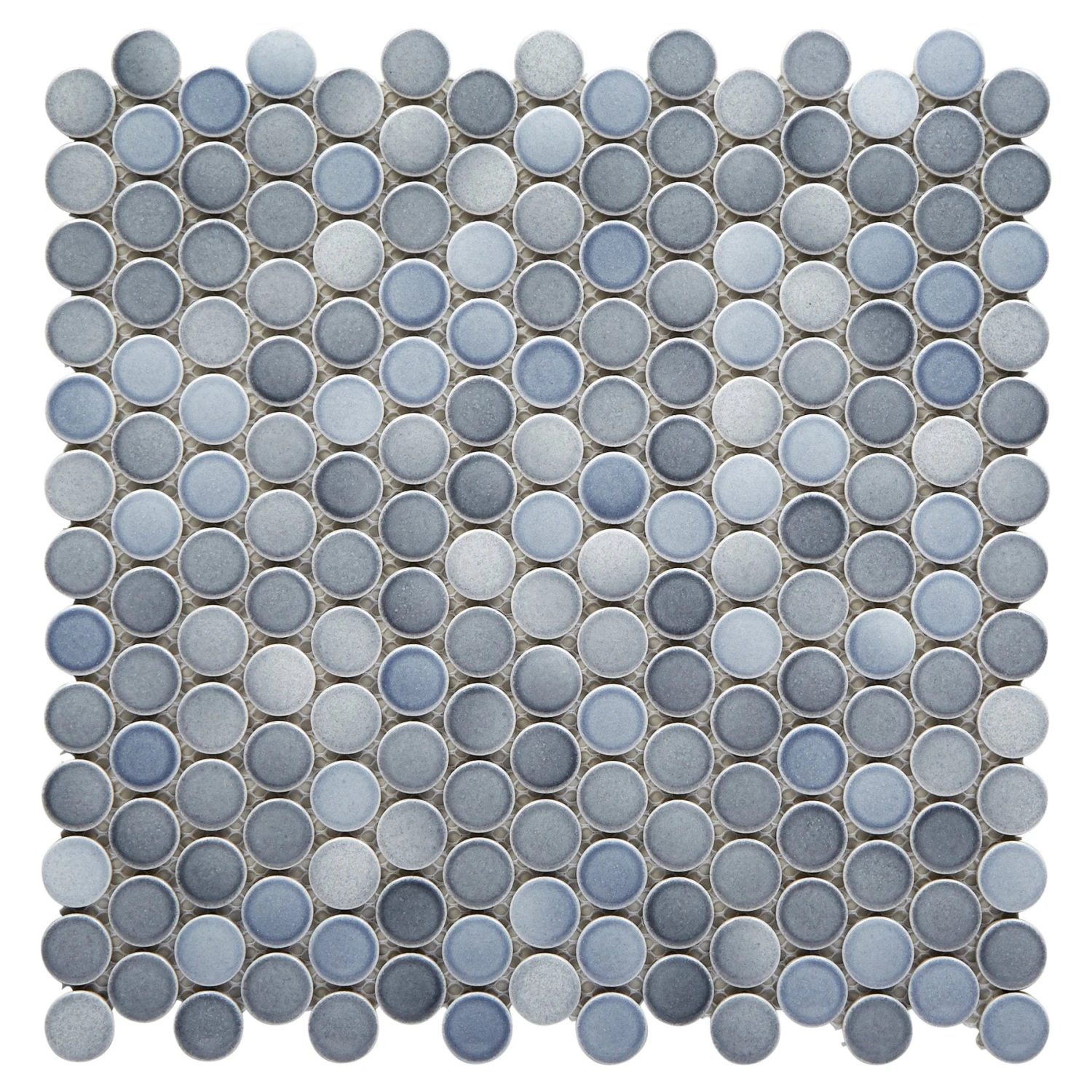 Multi Gray Polished Porcelain Penny Mosaic 4 Multi Gray Polished Porcelain Penny Mosaic - Image 2
