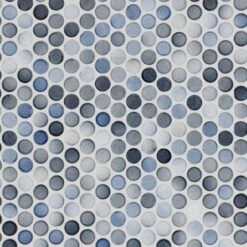 Multi Gray Polished Porcelain Penny Mosaic