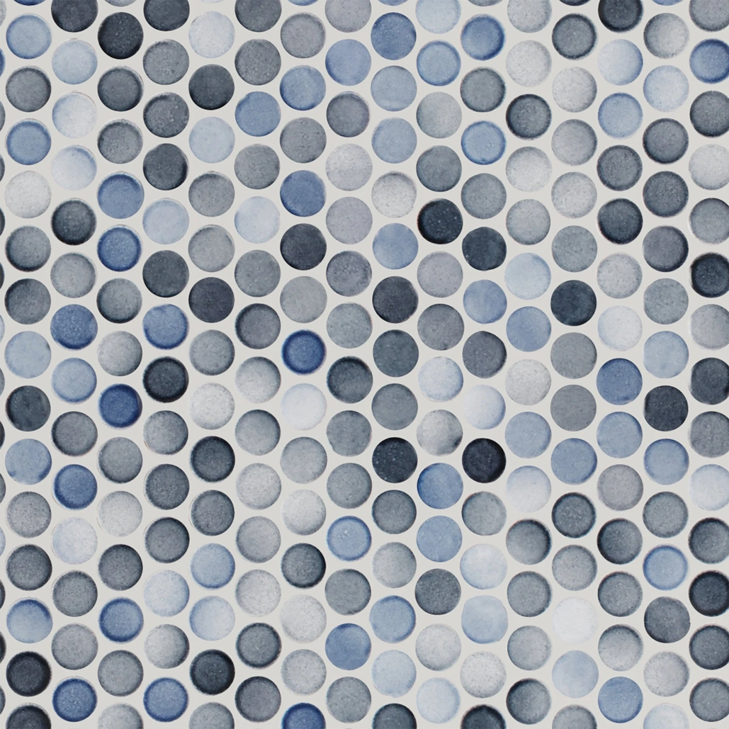 Multi Gray Polished Porcelain Penny Mosaic 3 Multi Gray Polished Porcelain Penny Mosaic