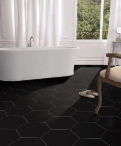 Opal Black Porcelain Tile -Master Locks Shop 100888619 vendor0918 opal black hexagon porcelain tile bathroom room 1800x1800