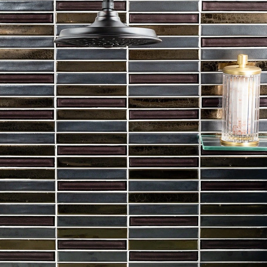 Bond Tile Glory Midnight 11.81 In. X 11.81 In. Ceramic And Glass Wall Mosaic (0.97 Sq. Ft.) 4 Bond Tile Glory Midnight 11.81 In. X 11.81 In. Ceramic And Glass Wall Mosaic (0.97 Sq. Ft.) - Image 2