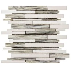Jeffrey Court Coastal Skies Grey 14 In. X 11.75 In. X 8 Mm Interlocking Glossy Glass Mosaic Tile