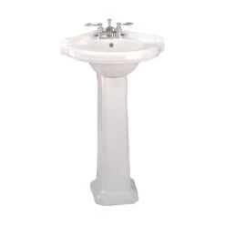 Portsmouth 22 In. Corner Pedestal Combo Bathroom Sink In White With Overflow