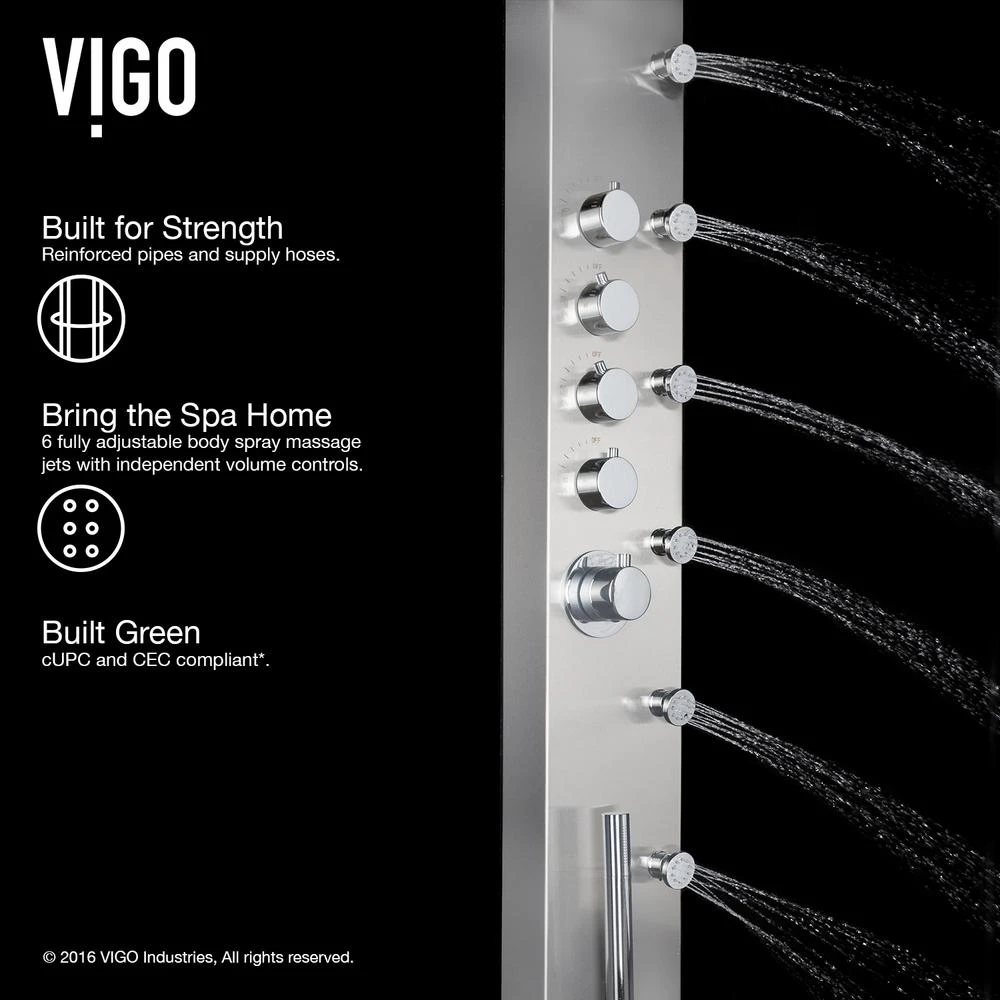 Brielle 70.5 In. 6-Jet High Pressure Shower Panel System With Rainhead Fixed Handheld Dual Shower In Stainless Steel 12 Brielle 70.5 In. 6-Jet High Pressure Shower Panel System With Rainhead Fixed Handheld Dual Shower In Stainless Steel - Image 10