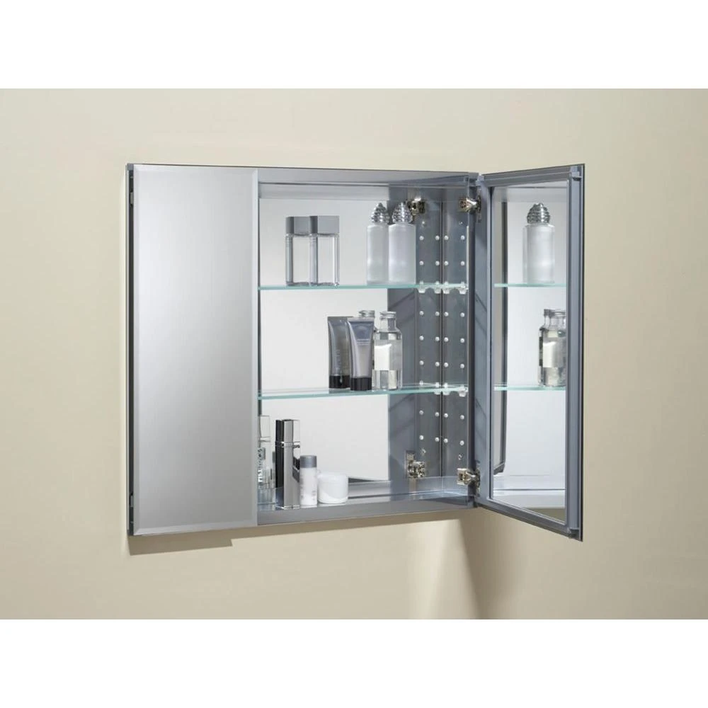 30 In. W X 26 In. H Two-Door Recessed Or Surface Mount Medicine Cabinet In Silver Aluminum 5 30 In. W X 26 In. H Two-Door Recessed Or Surface Mount Medicine Cabinet In Silver Aluminum - Image 3
