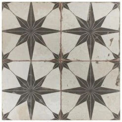Merola Tile Kings Star Nero 17-5/8"x17-5/8" Ceramic F/W Tile