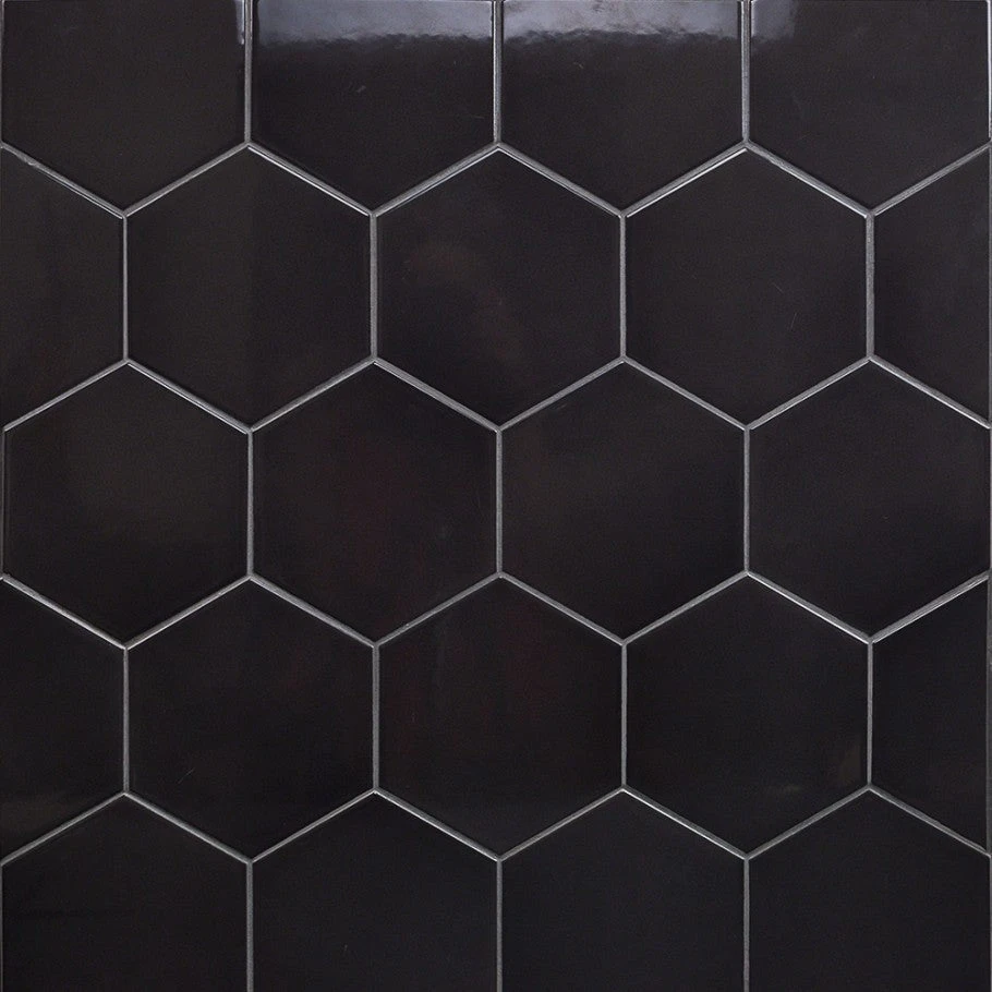 Magen Hex Dark Gray Polished Ceramic Hexagon Tile 3 Magen Hex Dark Gray Polished Ceramic Hexagon Tile