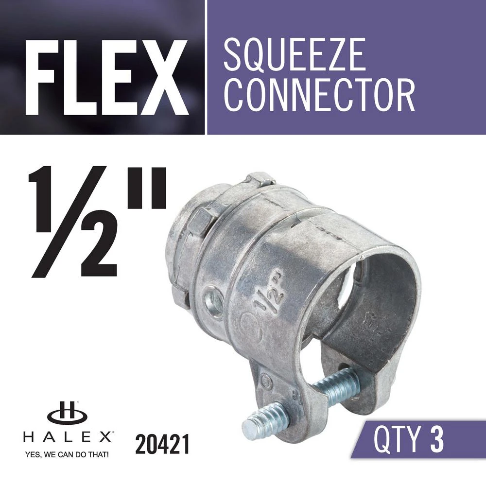 1/2 In. Flexible Metal Conduit (FMC) Squeeze Connector (3-Pack) 6 1/2 In. Flexible Metal Conduit (FMC) Squeeze Connector (3-Pack) - Image 4