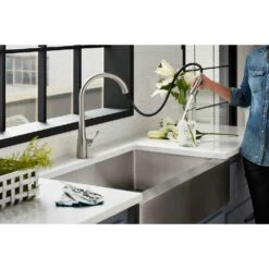 Simplice Single-Handle Pull-Down Sprayer Kitchen Faucet With DockNetik And Sweep Spray In Vibrant Stainless -Master Locks Shop 2f57242bfae462b45a0b31bdf9381005 1800x1800