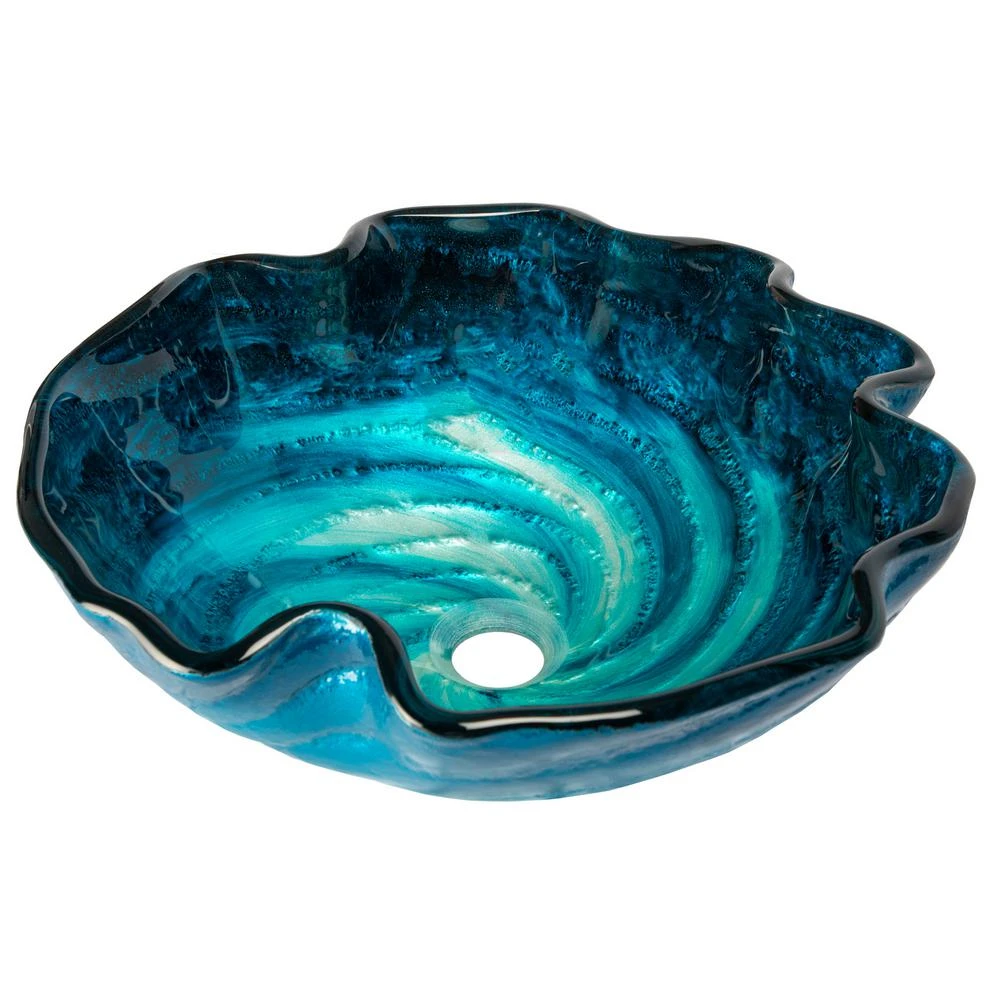 Eden Bath Caribbean Wave Glass Vessel Sink In Blue 5 Eden Bath Caribbean Wave Glass Vessel Sink In Blue - Image 3