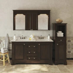 MagickWoods Libertyville 18"W X 18"D X 60"H Deep Mocha Linen Cabinet -Master Locks Shop 30265 scene1rev mw 1800x1800