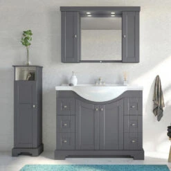 MagickWoods Windsor 13"W X 10"D X 47"H Graphite Gray Linen Cabinet -Master Locks Shop 30325 scene1rev mw 1800x1800