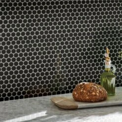 MSI Penny Round Nero 12.32 In. X 11.38 In. X 6mm Matte Porcelain Mesh-Mounted Mosaic Tile (14.4 Sq. Ft./case) -Master Locks Shop 308f637f3845b136e62fc61503bb1cc6 1800x1800