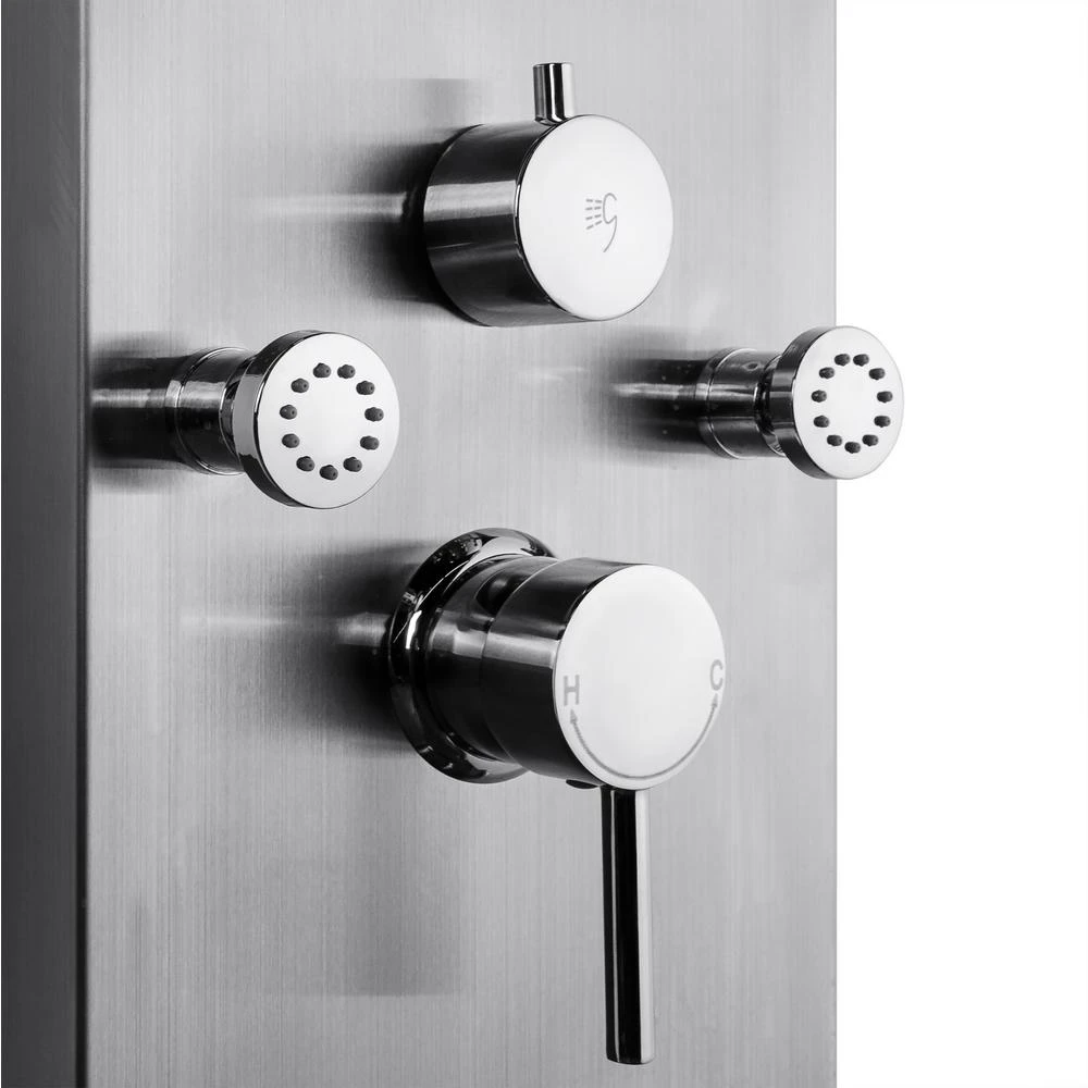 65 In. 8-Jet Rainfall Shower Panel System With Rainfall Waterfall Shower Head And Shower Wand In Stainless Steel 11 65 In. 8-Jet Rainfall Shower Panel System With Rainfall Waterfall Shower Head And Shower Wand In Stainless Steel - Image 9