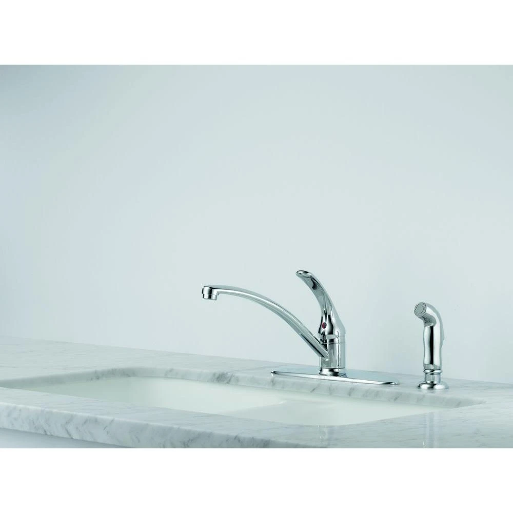 Foundations Single-Handle Standard Kitchen Faucet With Side Sprayer In Chrome 7 Foundations Single-Handle Standard Kitchen Faucet With Side Sprayer In Chrome - Image 5