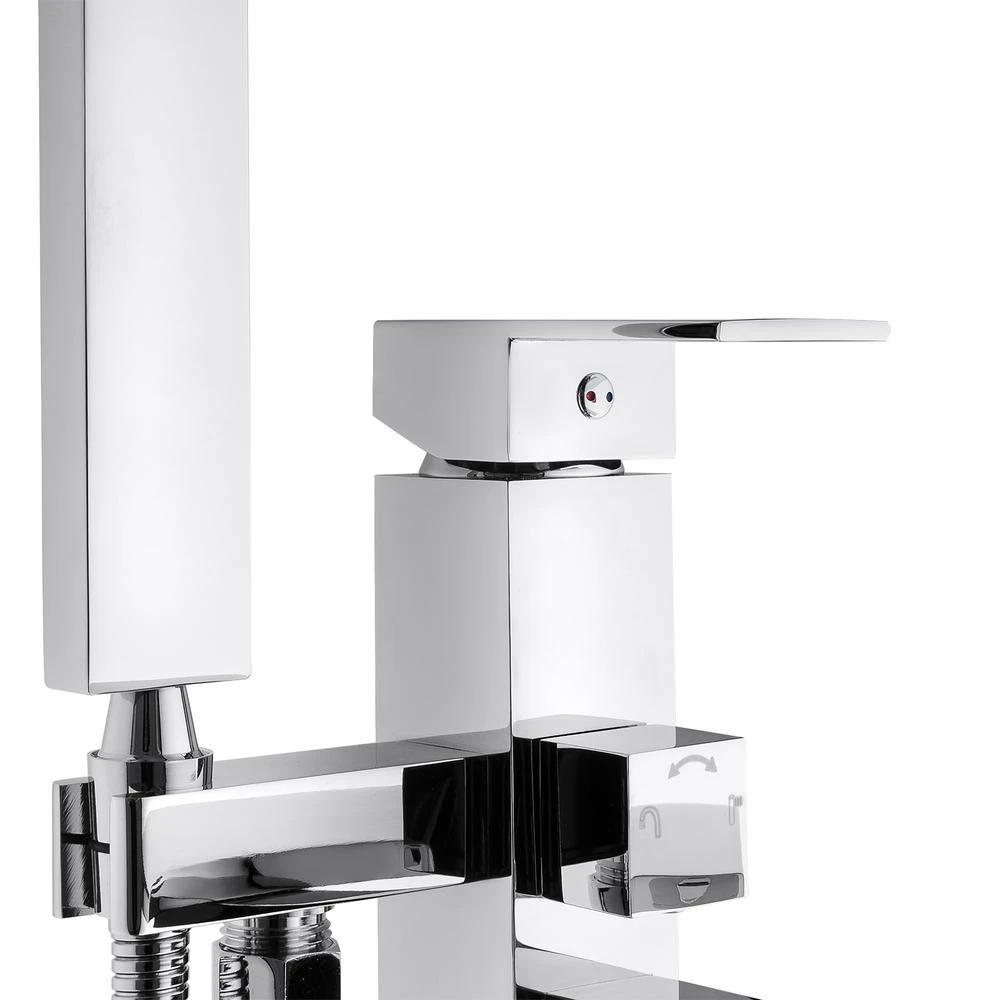 1-Handle Freestanding Floor Mount Roman Tub Faucet Bathtub Filler With Waterfall Style And Hand Shower In Chrome 8 1-Handle Freestanding Floor Mount Roman Tub Faucet Bathtub Filler With Waterfall Style And Hand Shower In Chrome - Image 6