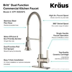 Britt Single Handle Commercial Kitchen Faucet With Dual Function Sprayhead In All-Brite Spot Free Stainless Steel Finish -Master Locks Shop 36e310859a907a7180db517101de6965 1800x1800