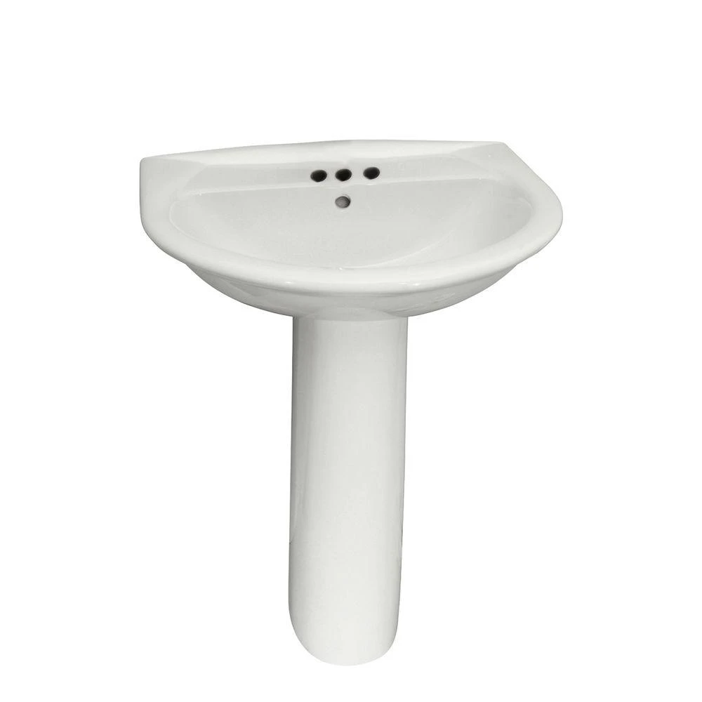 Barclay Products Karla 24 In. Pedestal Combo Bathroom Sink With 1 Faucet Hole In White 8 Barclay Products Karla 24 In. Pedestal Combo Bathroom Sink With 1 Faucet Hole In White - Image 6