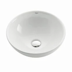 KRAUS Soft Round Ceramic Vessel Bathroom Sink In White