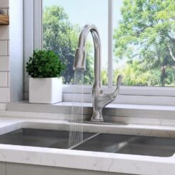 Deming Single-Handle Pull-Down Sprayer Kitchen Faucet In Spot Defense Stainless Steel -Master Locks Shop 3b818fccfe5dcb5c2d1d76bcba0a01e0 1800x1800