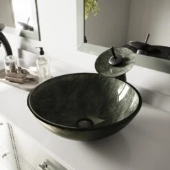 VIGO Gray Handmade Glass Round Vessel Bathroom Sink In Gray Onyx -Master Locks Shop 3c62860c87e37414f7367b561b9d00de 1800x1800