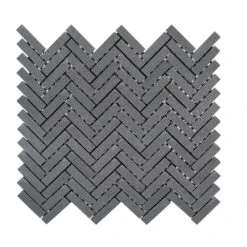 Jeffrey Court Basalt Herringbone Gray 11 In. X 10 In. X 8 Mm Honed Basalt Mosaic Wall/Floor Tile