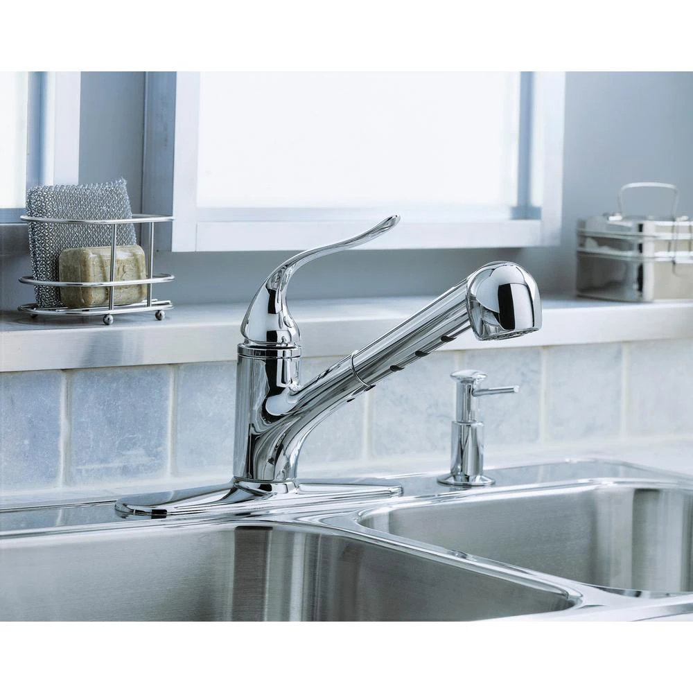 Coralais Single-Handle Pull-Out Sprayer Kitchen Faucet With MasterClean Sprayface In Polished Chrome 7 Coralais Single-Handle Pull-Out Sprayer Kitchen Faucet With MasterClean Sprayface In Polished Chrome - Image 5