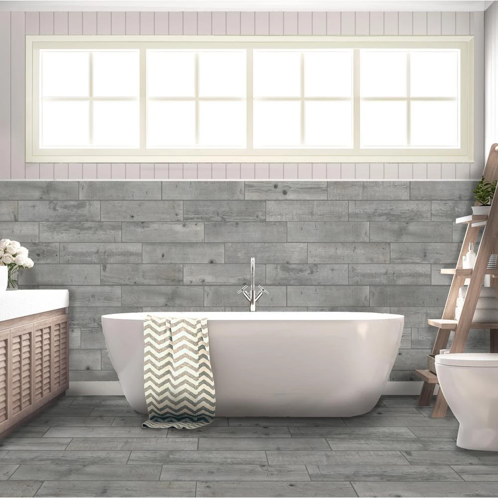 Florida Tile Home Collection Timber Grey 6 In. X 24 In. Porcelain Floor And Wall Tile (14 Sq. Ft. / Case) 4 Florida Tile Home Collection Timber Grey 6 In. X 24 In. Porcelain Floor And Wall Tile (14 Sq. Ft. / Case) - Image 2